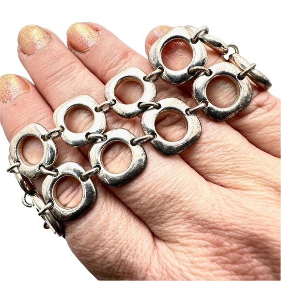 Heavy Sterling Silver 1 Inch Wide Heavy Bracelet 8 Inch 91 Grams SHARP - Picture 2 of 3